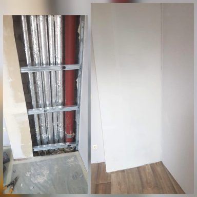 Verkleidung von Versorgungsleitungen Vorher-Nachher