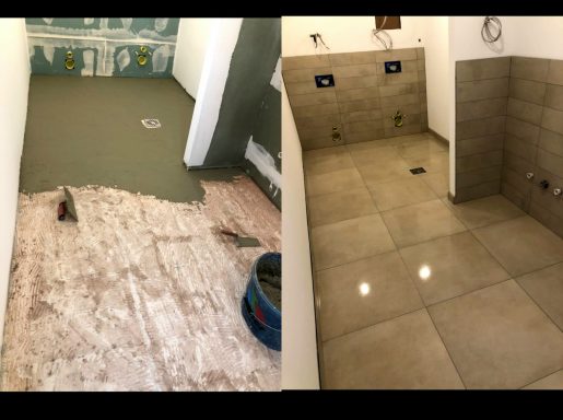 Badsanierung mit neuen Fliesen - Boden und Wand aus einer Hand